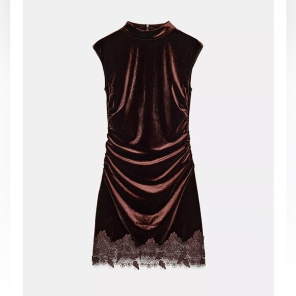Zara VELVET LACE DRESS - Picture 2 of 7